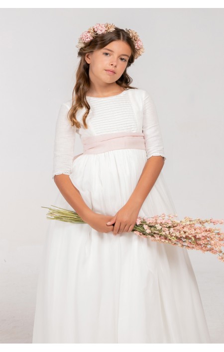 Vestido Comunión Zoe Muselina Rosa Clara Vestido Comunión Zoe Muselina Rosa Clara