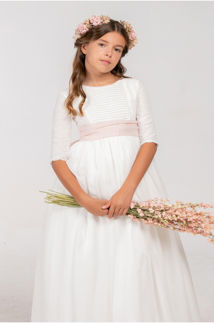 Vestido Comunión Zoe Muselina Rosa Clara Vestido Comunión Zoe Muselina Rosa Clara