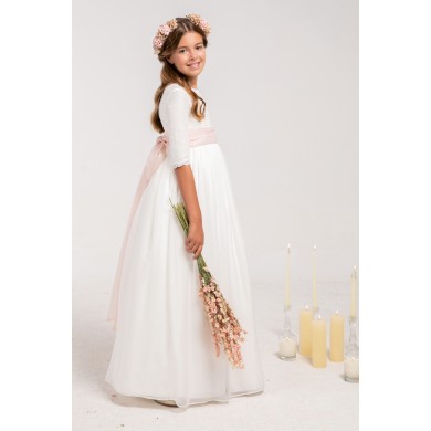 Vestido Comunión Zoe Muselina Rosa Clara Vestido Comunión Zoe Muselina Rosa Clara