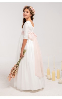 Vestido Comunión Zoe Muselina Rosa Clara Vestido Comunión Zoe Muselina Rosa Clara