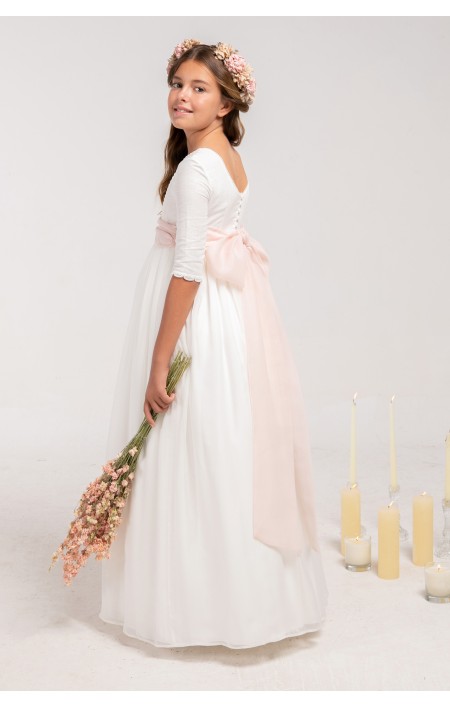 Vestido Comunión Zoe Muselina Rosa Clara Vestido Comunión Zoe Muselina Rosa Clara