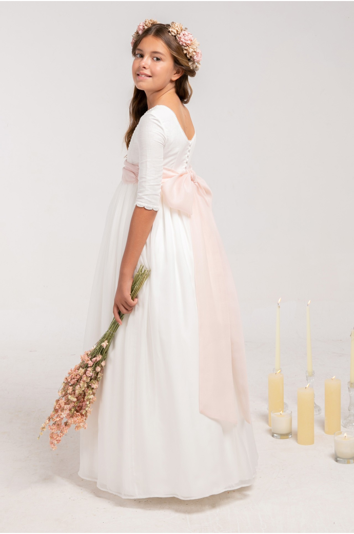 Vestido Comunión Zoe Muselina Rosa Clara Vestido Comunión Zoe Muselina Rosa Clara