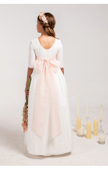 Vestido Comunión Zoe Muselina Rosa Clara Vestido Comunión Zoe Muselina Rosa Clara