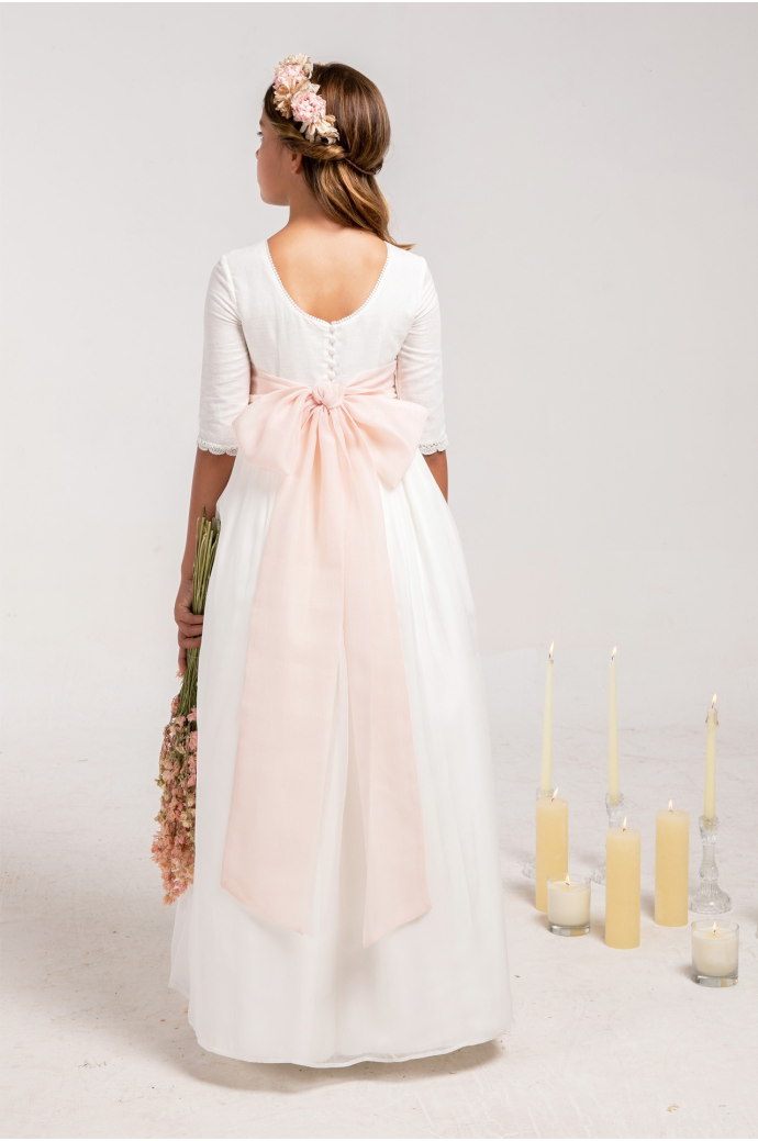 Vestido Comunión Zoe Muselina Rosa Clara Vestido Comunión Zoe Muselina Rosa Clara