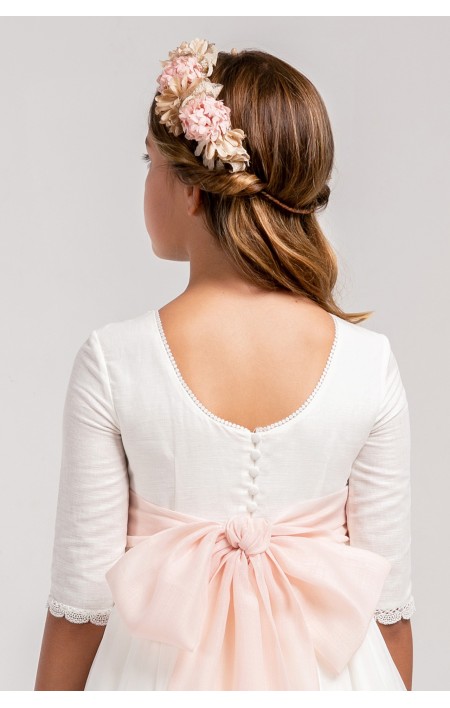 Vestido Comunión Zoe Muselina Rosa Clara Vestido Comunión Zoe Muselina Rosa Clara
