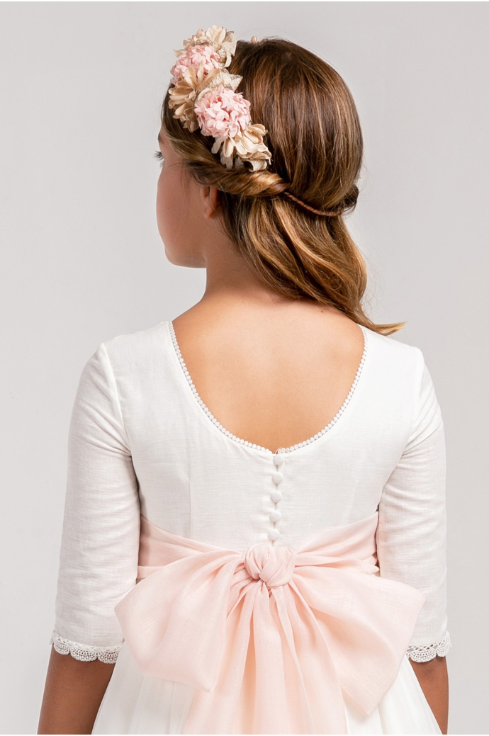 Vestido Comunión Zoe Muselina Rosa Clara Vestido Comunión Zoe Muselina Rosa Clara