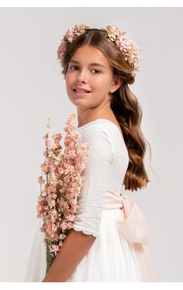 Vestido Comunión Zoe Muselina Rosa Clara Vestido Comunión Zoe Muselina Rosa Clara