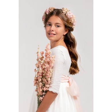 Vestido Comunión Zoe Muselina Rosa Clara Vestido Comunión Zoe Muselina Rosa Clara