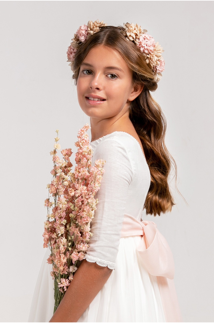 Vestido Comunión Zoe Muselina Rosa Clara Vestido Comunión Zoe Muselina Rosa Clara