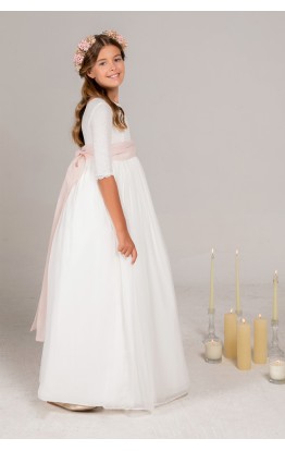 Vestido Comunión Zoe Muselina Rosa Clara Vestido Comunión Zoe Muselina Rosa Clara