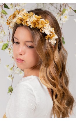 Diadema de Flor Preservada Mostaza