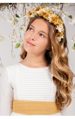 Diadema de Flor Preservada Mostaza