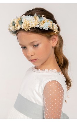 Diadema de Flor Preservada Azul empolvado