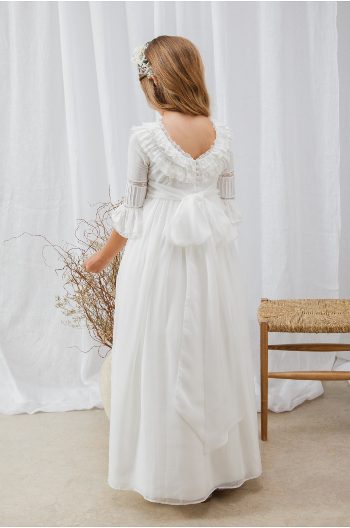 Vestido Comunión Laia Gasa Marfil Vestido Comunión Laia Gasa Marfil