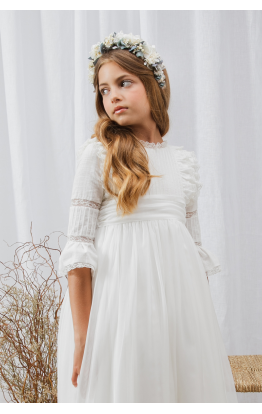 Vestido Comunión Laia Gasa Marfil Vestido Comunión Laia Gasa Marfil