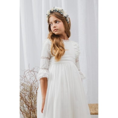 Vestido Comunión Laia Gasa Marfil Vestido Comunión Laia Gasa Marfil