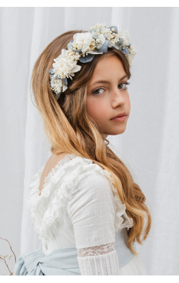 Diadema de Flor Preservada Rústico Azul