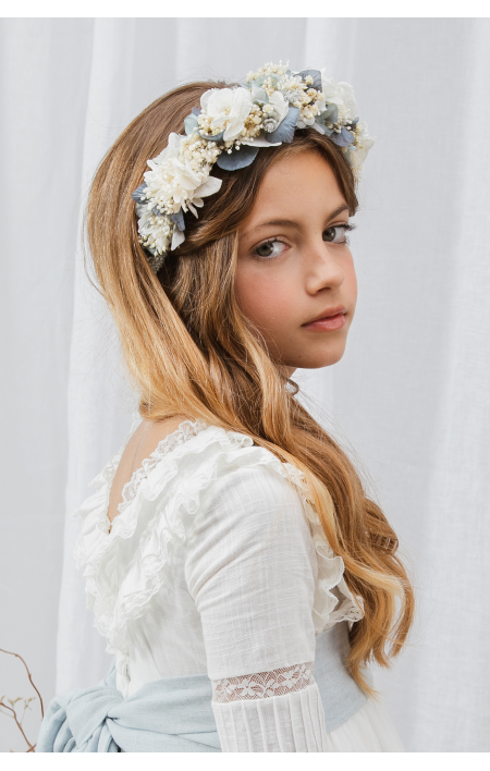 Diadema de Flor Preservada Rústico Azul