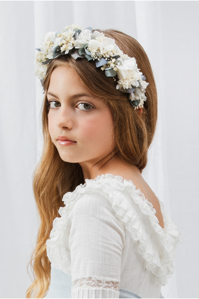 Diadema de Flor Preservada Rústico Azul