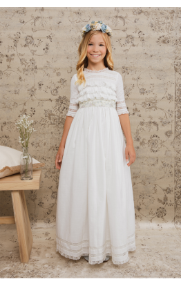 Vestido Comunión Abby Gasa Flores