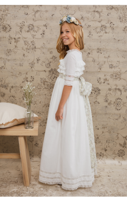 Vestido Comunión Abby Gasa Flores Vestido Comunión Abby Gasa Flores