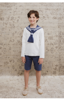 Ivory Navy Sailor Communion Suit