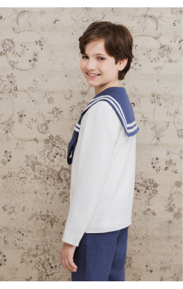Ivory Navy Sailor Communion Suit