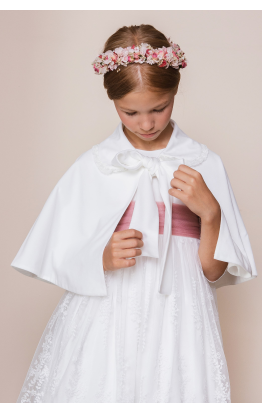 Ivory Velvet Cape with Bow