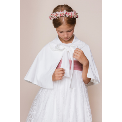 Ivory Velvet Cape with Bow