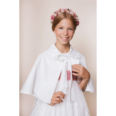 Ivory Velvet Cape with Bow